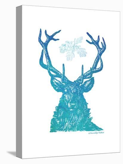 Indigo & Teal Deer I-Gwendolyn Babbitt-Stretched Canvas