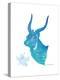 Indigo & Teal Deer II-Gwendolyn Babbitt-Stretched Canvas