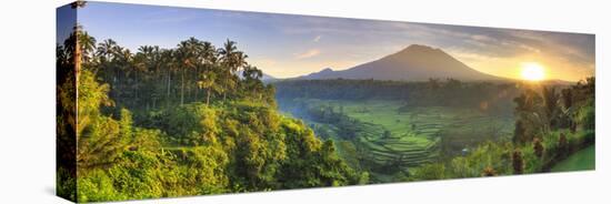 Indonesia, Bali, Redang, View of Rice Terraces and Gunung Agung Volcano-Michele Falzone-Premier Image Canvas