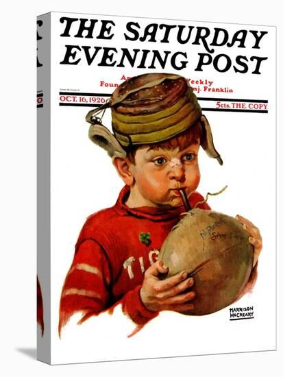 "Inflating Football," Saturday Evening Post Cover, October 16, 1926-Harrison Mccreary-Premier Image Canvas