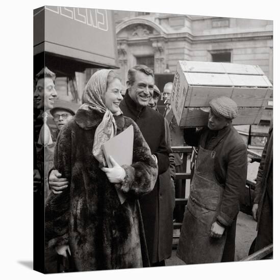 Ingrid Bergman and Cary Grant, Filming In Covent Garden, London, December 1957-null-Premier Image Canvas