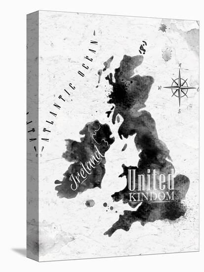 Ink United Kingdom and Scotland Map-anna42f-Stretched Canvas