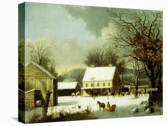 Inn Scene, Seven Miles to New Haven-George Henry Durrie-Premier Image Canvas