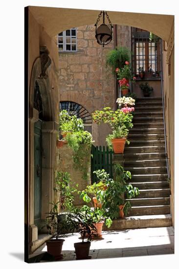 Inner Courtyard in the Old Town of Orvieto with Souvenir Shop, Orvieto, Italy-null-Stretched Canvas