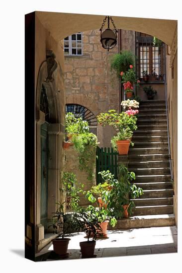 Inner Courtyard in the Old Town of Orvieto with Souvenir Shop, Orvieto, Italy-null-Stretched Canvas