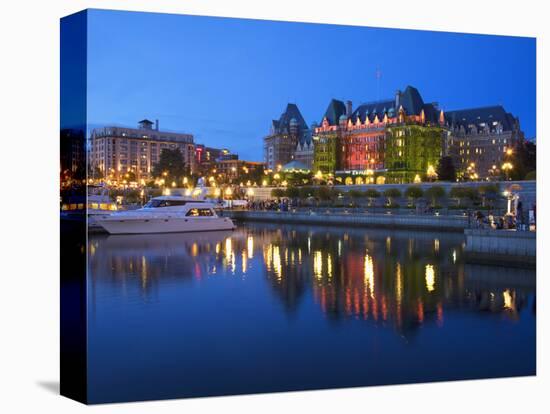 Inner Harbour with the Empress Hotel at Night, Victoria, Vancouver Island, British Columbia, Canada-Martin Child-Premier Image Canvas