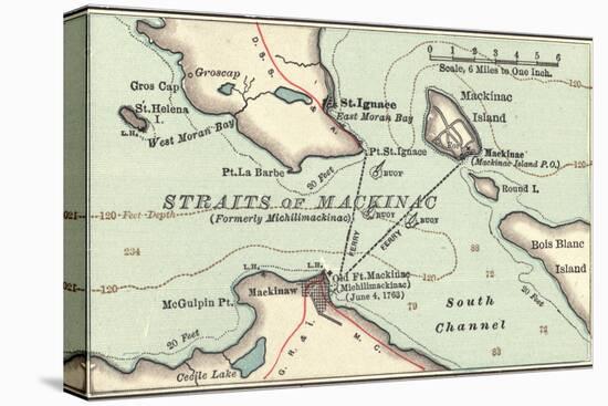 Inset Map of Mackinac Island and the Straits of Mackinac, Michigan-Encyclopaedia Britannica-Stretched Canvas