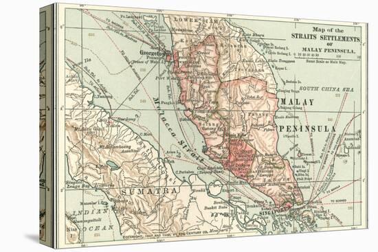 Inset Map of the Straits Settlements of Malay Peninsula; Part of Sumatra. Singapore-Encyclopaedia Britannica-Stretched Canvas