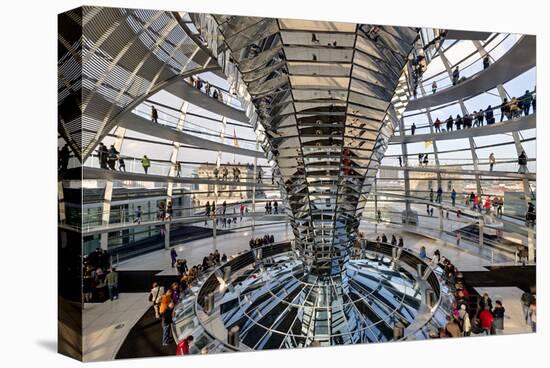 Inside the Dome of the Reichstag Building, Berlin, Germany-null-Stretched Canvas