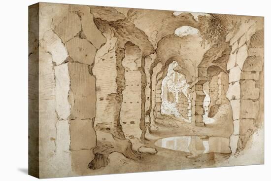 Inside the Ruins of the Colosseum (Pen and Brown Ink with Brown Wash on White Paper)-Sebastian Vrancx-Premier Image Canvas