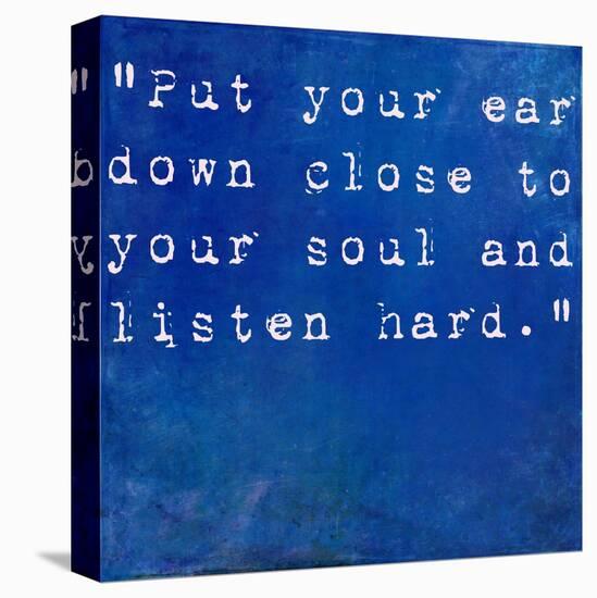 Inspirational Quote By Anne Sexton On Earthy Blue Background-nagib-Stretched Canvas