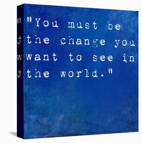 Inspirational Quote By Mahatma Ghandi On Earthy Blue Background-nagib-Stretched Canvas