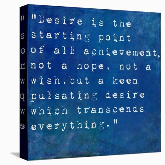 Inspirational Quote By Napoleon Hill On Earthy Blue Background-nagib-Stretched Canvas