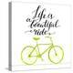 Inspirational Quote - Life is a Beautiful Ride. Handwritten Modern Calligraphy Poster with Green Ha-kotoko-Stretched Canvas