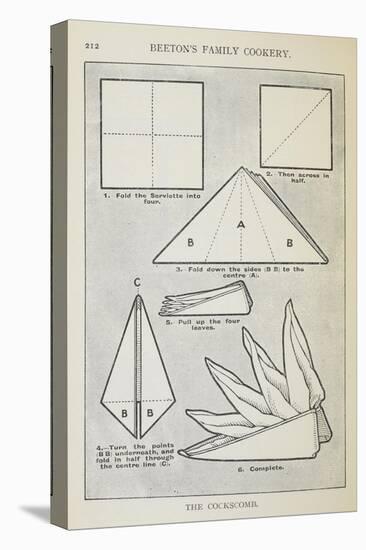 Instructions For Folding a Serviette Into 'The Cockscomb' Shape-Isabella Beeton-Premier Image Canvas