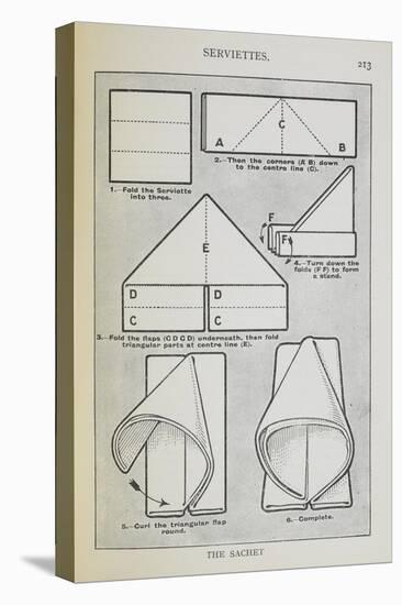 Instructions For Folding a Serviette Into the 'sachet' Shape-Isabella Beeton-Premier Image Canvas