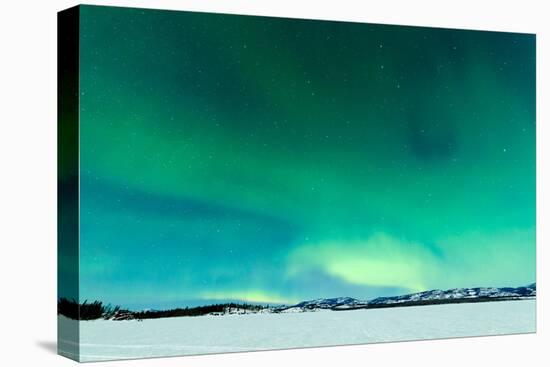 Intense Northern Lights or Aurora Borealis or Polar Lights on Moon Lit Night Sky over Winter Landsc-Pi-Lens-Premier Image Canvas