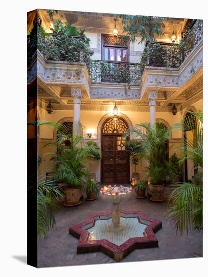 Interior Courtyard of Villa Des Orangers Hotel, Marrakesh, Morocco-null-Stretched Canvas