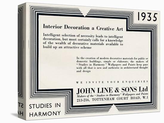 'Interior Decoration a Creative Art - John Line & Sons Ltd', 1935-Unknown-Premier Image Canvas