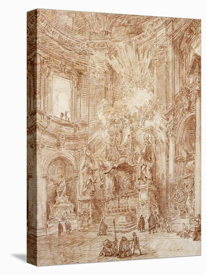 Interior of a Church (Red Chalk on Paper)-Hubert Robert-Premier Image Canvas