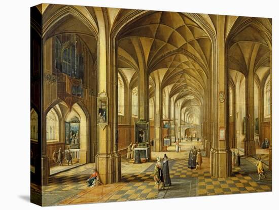 Interior of a Gothic Style Church with Three Naves-Hendrik The Younger Steenwyck-Premier Image Canvas