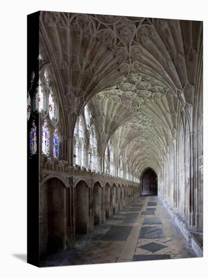 Interior of Cloisters with Fan Vaulting, Gloucester Cathedral, Gloucestershire, England, UK-Nick Servian-Premier Image Canvas