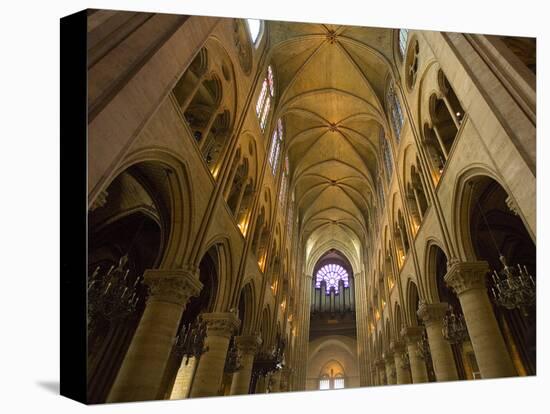 Interior of Notre Dame Cathedral with Pipe Organ in Background, Paris, France-Jim Zuckerman-Premier Image Canvas