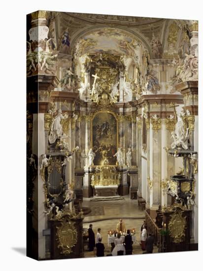 Interior of Roccoco Abbey Church, Linz, Austria-Adam Woolfitt-Premier Image Canvas