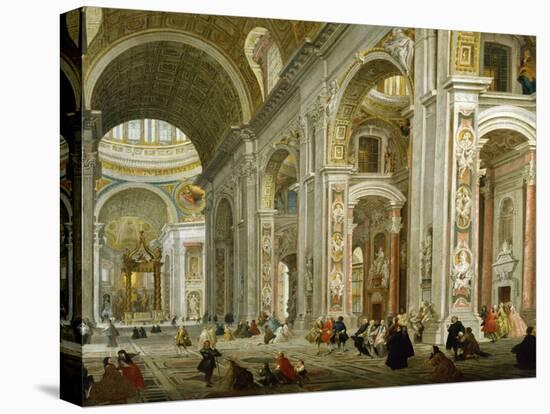 Interior of St. Peter's Basilica, 1754-Giovanni Paolo Pannini-Premier Image Canvas