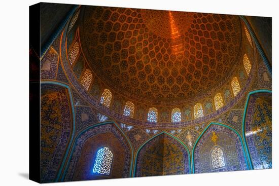 Interior of the dome of Sheikh Lotfollah Mosque, Isfahan, Iran, Middle East-James Strachan-Premier Image Canvas