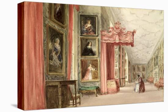Interior of the Long Gallery, Hardwick Hall, Derbyshire, 1838 (W/C on Paper)-David Cox-Premier Image Canvas