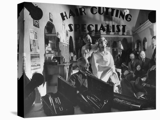 Interior View of Barber Shop-Bernard Hoffman-Premier Image Canvas