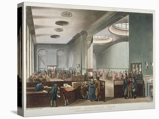 Interior View of Lloyds Subscription Room in the Royal Exchange, City of London, 1809-Thomas Rowlandson-Premier Image Canvas