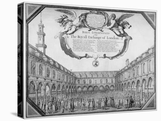 Interior View of the Royal Exchange Filled with Figures, City of London, 1644-Wenceslaus Hollar-Premier Image Canvas