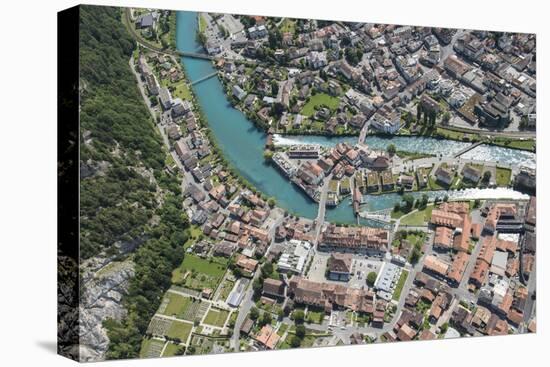 Interlaken, Interlaken-Oberhasli, Bern, Switzerland, Jungfrau Region, Town Centre, Aerial Picture-Frank Fleischmann-Premier Image Canvas