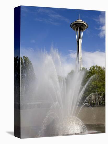International Fountain and Space Needle at the Seattle Center, Seattle, Washington State, USA-Richard Cummins-Premier Image Canvas