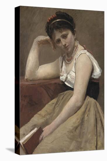 Interrupted Reading, C.1870-Jean-Baptiste-Camille Corot-Premier Image Canvas