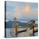 Intha Fisherman Rowing at Sunset on Inle Lake, Shan State, Myanmar-Keren Su-Premier Image Canvas