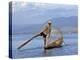 Intha Fisherman with a Traditional Fish Trap, Using Leg-Rowing Technique, Lake Inle, Myanmar-Nigel Pavitt-Premier Image Canvas