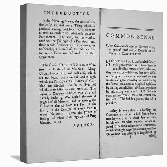 Introduction and First Page of 'Common Sense' by Thomas Paine, 1776-American School-Premier Image Canvas