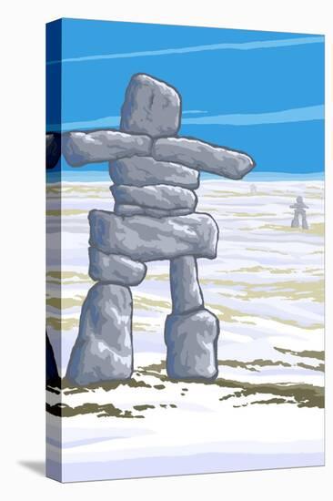 Inukshuk-Lantern Press-Stretched Canvas