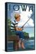 Iowa - Boy Fishing-Lantern Press-Stretched Canvas