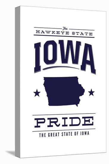 Iowa State Pride - Blue on White-Lantern Press-Stretched Canvas