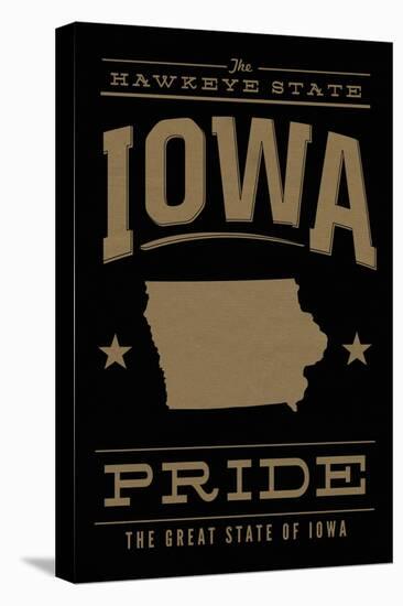 Iowa State Pride - Gold on Black-Lantern Press-Stretched Canvas