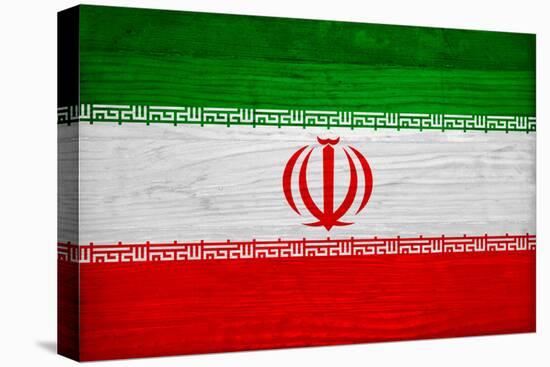 Iran Flag Design with Wood Patterning - Flags of the World Series-Philippe Hugonnard-Stretched Canvas