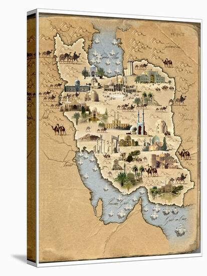 Iran, Pictorial Map-SMETEK-Premier Image Canvas