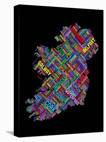 Ireland Eire City Text map-Michael Tompsett-Stretched Canvas