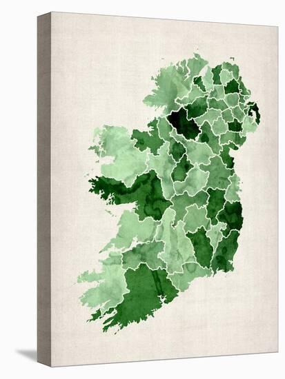 Ireland Watercolor Map-Michael Tompsett-Stretched Canvas