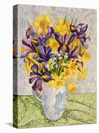 Iris and Daffodils with Patterned Textiles, 2008-Joan Thewsey-Premier Image Canvas