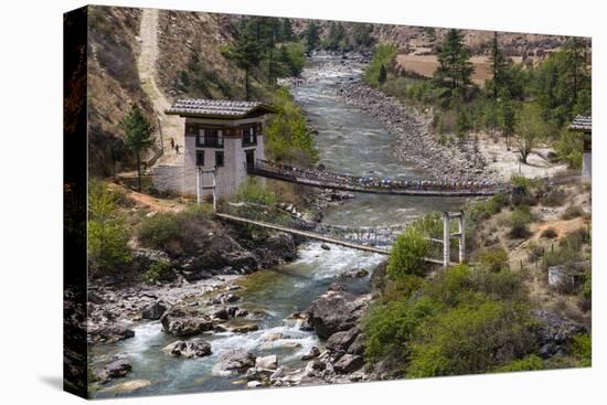 Iron Bridge in a Valley Near Paro, Bhutan-Michael Runkel-Premier Image Canvas